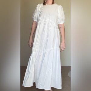 MANGO 100% Cotton Asymmetrical Tiered Maxi Dress